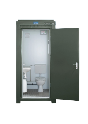 صورة حمام فيبرجلاس متنقل باب واحد مقاس 1.4 * 1.2 متر