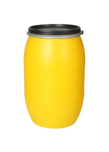 صورة برميل نفايات بلاستيكي بولي ايثيلين أصفر مغلق [غطاء] سعة 240 لتر