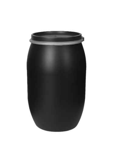 صورة برميل نفايات بلاستيك أسود مفتوح سعة 120 لتر بولي ايثيلين