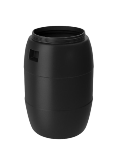 صورة برميل بلاستيكي بولي ايثيلين أسود مفتوح سعة 240 لتر