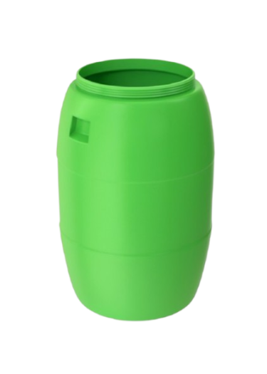 صورة برميل بلاستيكي أخضر مفتوح سعة 220 لتر بولي ايثيلين